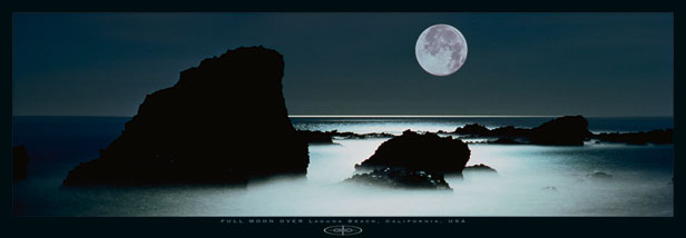 Marcos para cuadros laminas enmarcados, Full moon over Laguna Beach, California USA