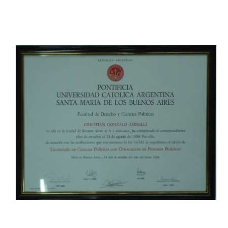 Marcos para cuadros laminas enmarcados, Certificado UCA