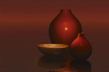 Poster para pared - Red vases whit bowl Enmarcado de cuadros