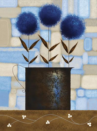 Lamina - Study of Chrysanthemums in Blue 