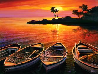 Lamina - Tramonto sulla baia Enmarcado de laminas