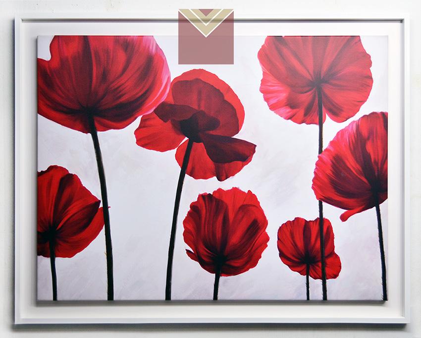 Cuadro FLORES ROJAS CANVAS bastidor con marco espacial