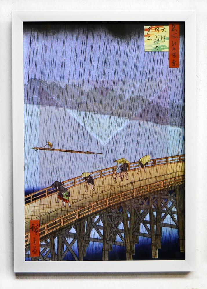 Cuadro El puente y332;hashi en Atake bajo una lluvia repentina