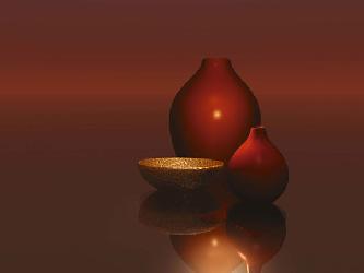 Lamina - Red Vases with Bowl  Enmarcado de laminas