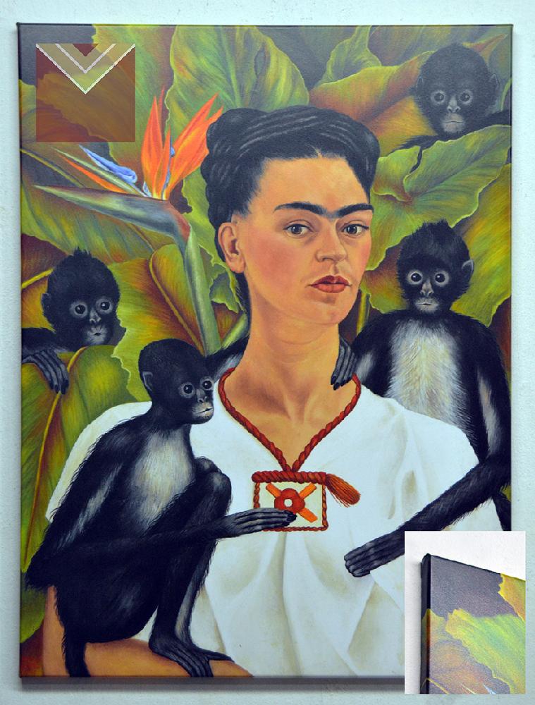 Cuadro Frida Kahlo Autorretrato con Monos Canvas en bastidor