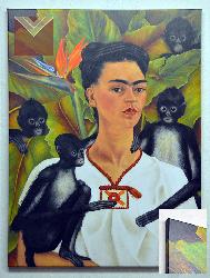 Cuadro Frida Kahlo Autorretrato con Monos Canvas en bastidor Enmarcado de cuadros