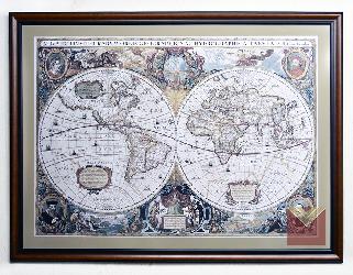 Enmarcado mapamundi antiguo 110 x 80 cm, varilla roble lustrado, vidrio antirreflex  Enmarcado de cuadros